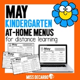 May Kindergarten At-Home Learning Menus for Distance Learning