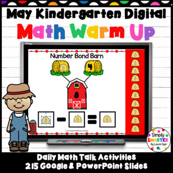 Preview of May Kindergarten Digital Math Warm Up For GOOGLE SLIDES