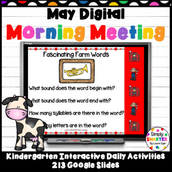 Preview of May Kindergarten Digital Morning Meeting For GOOGLE SLIDES