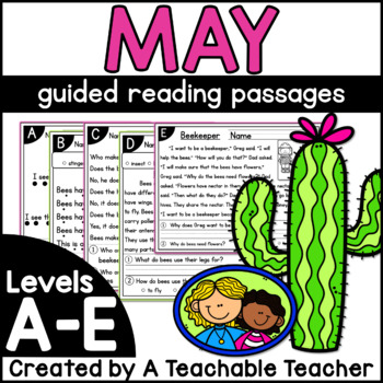 Preview of May Kindergarten Guided Reading Passages and Questions Levels A-E