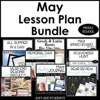Preview of May Lesson Planning Bundle for Reading, Writing, Research Activities