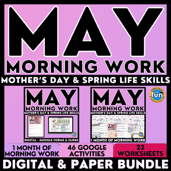 Preview of May Morning Work Mother's Day & Spring Life Skills - Digital & Paper Worksheets