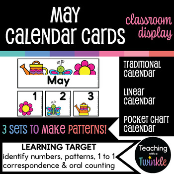 Preview of May Linear Calendar Cards