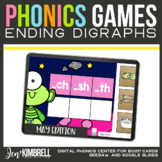May Literacy Centers Ending Digraphs Printable and Digital