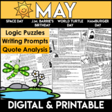 May Literacy Centers | Logic Puzzles | Writing Prompts | D