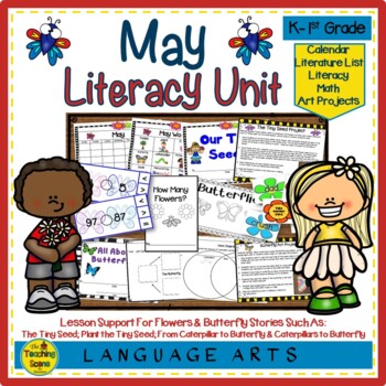 Preview of May Literacy Unit: Lesson Support For Flowers & Butterfly Literature