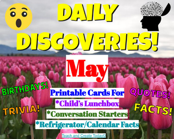 Preview of May Lunch Box Note Cards Daily Conversation Topics  2nd 3rd 4th 5th Grade