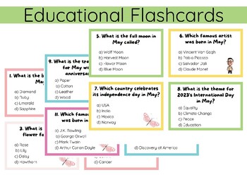 Preview of May Magic questions Quiz: 40 Educational Flashcards for Engaging Learning