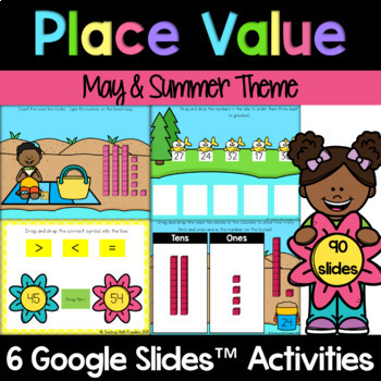 Preview of May Math Activities | Digital Place Value for 1st Grade | Google Slides™