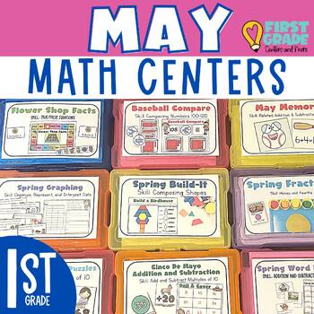 Preview of May Math Centers for First Grade - Spring Games 1st Grade