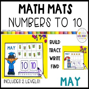 Preview of May Math Mats Numbers to 10 |  Counting Center Activity