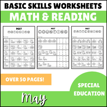 Preview of May Math & Reading Basic Skills for Special Education - Bugs, Spring