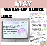 May Math Warm-Ups for 3rd Grade - Spring Math Activities
