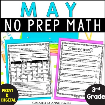 Preview of May Math Worksheets 3rd Grade
