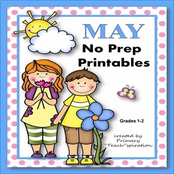 Preview of May Math and ELA No Prep Printable Worksheets - 1st Grade 2nd Grade