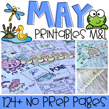 Preview of May Math and Literacy Worksheets and Printables for Kindergarten End of the Year