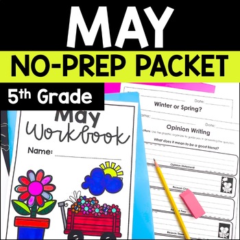 Preview of May Math and Reading Packet | 5th Grade Spring Activities | Review Worksheets