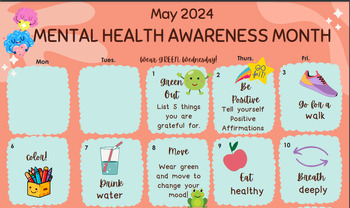 Preview of May Mental Health Awareness Month Calendar 2024