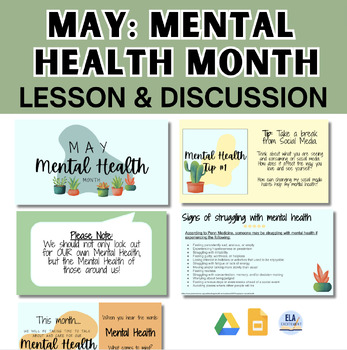 Preview of May: Mental Health Awareness Month Lesson Slides Presentation | Digital