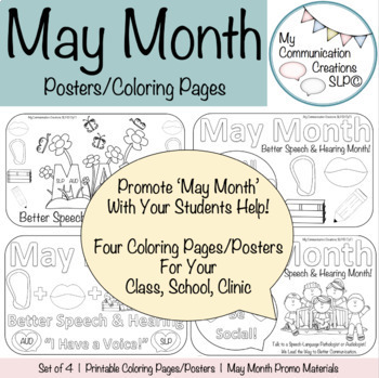 Preview of May Month Colouring Pages/Posters - Set of 4
