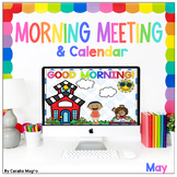 May Morning Meeting and Calendar Interactive PowerPoint an