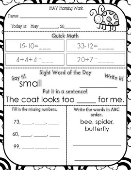 May Morning Work -- 1st Grade by Peach Love and Teach | TpT