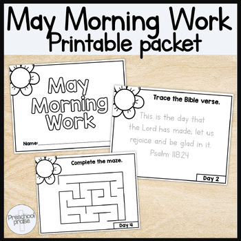 Preview of May Morning Work Printable Packet! Preschool + Kindergarten Bible Curriculum