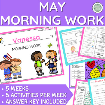 Preview of May Morning Work or Early Finishers - Print and Go - 5 Weeks - 3rd - 4th Grade 