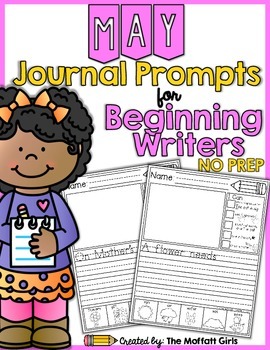 Preview of May NO PREP Journal Prompts for Beginning Writers