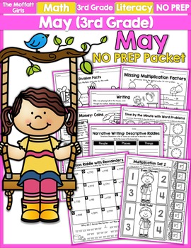 Preview of May NO PREP Math and Literacy (3rd Grade)
