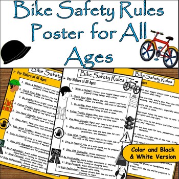 Preview of May National Bike Month:Bike Safety Rules Poster & Educational Guide - All Ages