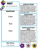 May Newsletter Template with Home Connections for Preschool