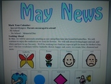 May Newsletter with Boardmaker Symbols for non-verbal learners