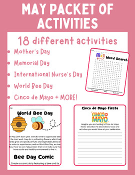 Preview of May No Prep Activity Worksheets | Morning Work | Mother's Memorial Cinco + More!