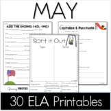 May No Prep ELA First Grade Spring Printables