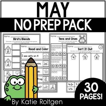 Preview of May No Prep Printables for Kindergarten