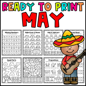 Preview of May No Prep Worksheets | Ready to Print | Cinco De Mayo Workbook