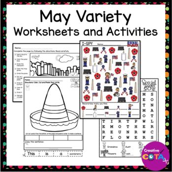 Preview of Occupational Therapy May Literacy Math & Writing Worksheets & Activities