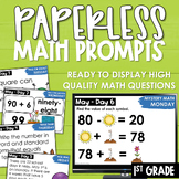 May PAPERLESS Math Prompts Morning Work Spiral Review 1st Grade