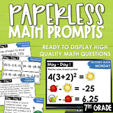 May PAPERLESS Math Prompts Morning Work Spiral Review 7th Grade