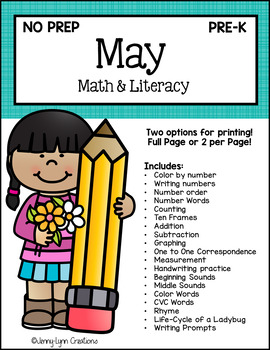 Preview of May Pre-K Math & Literacy
