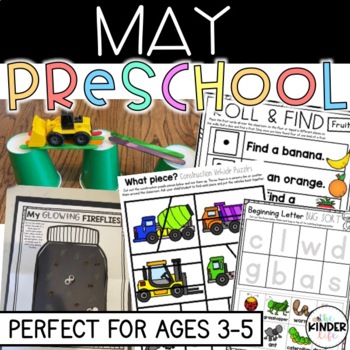 Preview of May Preschool Activities | Bugs Nursery Rhymes Construction Fruits Homeschool