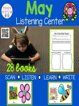 Preview of May QR Code Listening Centers with Comprehension Activities