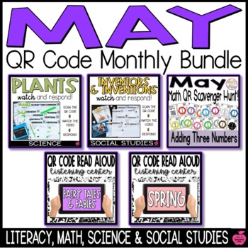 Preview of May QR Codes | Language Arts, Math, Science, and Social Studies