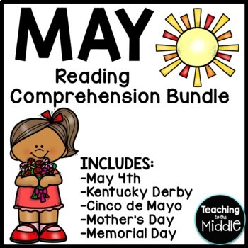 Preview of May Reading Comprehension Worksheet Bundle Cinco de Mayo Kentucky Derby