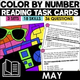 May Reading Comprehension Task Cards - Color by Number Activities