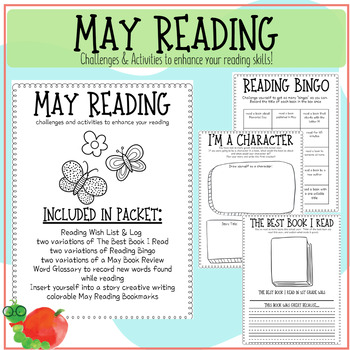 Preview of May Reading Packet: Reading Logs, Wish Lists, Challenges & Activities