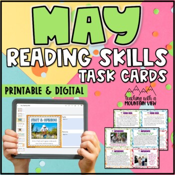 Preview of May Reading Skills Task Cards