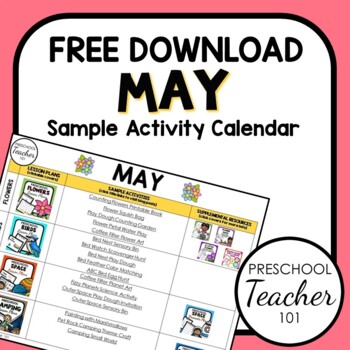 Preview of May Sample Activity Calendar for PreK and K