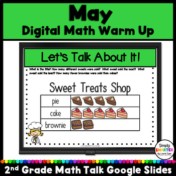 Preview of May Second Grade Digital Math Warm Up For GOOGLE SLIDES